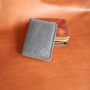 Cartera minimalista personalizada, billetera Bifold, billetera para hombres! Cartera de cuero, Cartera de cuero para hombre, ! ¡Trabajo completo hecho a mano! ¡Con caja! imagen 5
