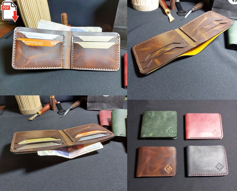 Set of 7 Leather Wallet Pattern, Leather Wallet PDF, Bifold Wallet pdf, Long Wallet Pattern, Card Holder PDF, Wallet pattern, PDf Pattern image 3