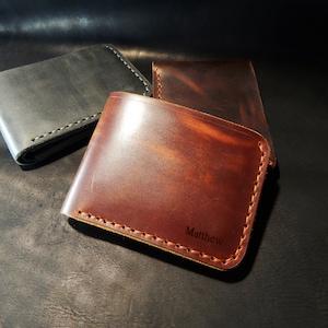 Monedero personalizado, MANO DE CUERO HOMBRE, Cartera de cuero, Bifold Wallet, Cartera de clip de dinero ! 100% cuero, trabajo hecho a mano ! Regalo para él !