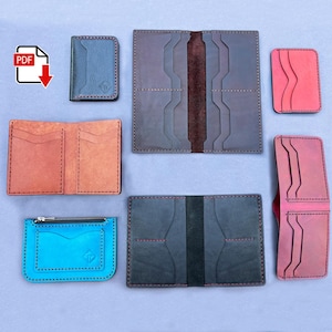 Conjunto de 7 patrones de billetera de cuero / PDF de billetera de cuero / Patrón de billetera / Orificios de costura incluidos / PDF, descarga digital