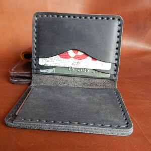 Cartera minimalista personalizada, billetera Bifold, billetera para hombres! Cartera de cuero, Cartera de cuero para hombre, ! ¡Trabajo completo hecho a mano! ¡Con caja! imagen 9