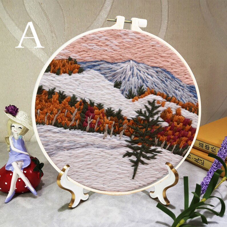 Beginner Embroidery Kit Modern Scenery Embroidery Kit Hand Etsy