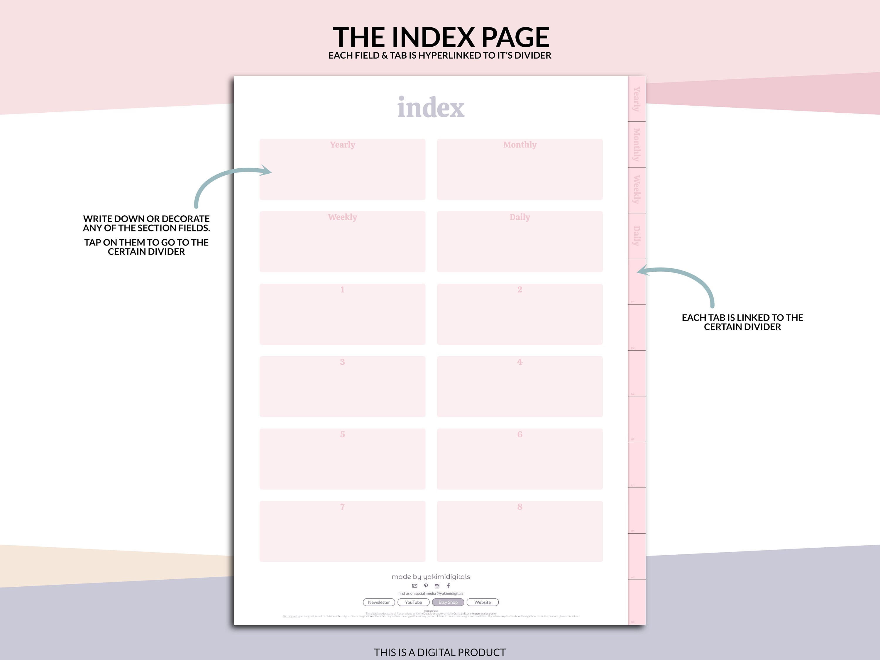 Digital Index for Customizable Digital Planner Portrait - Etsy