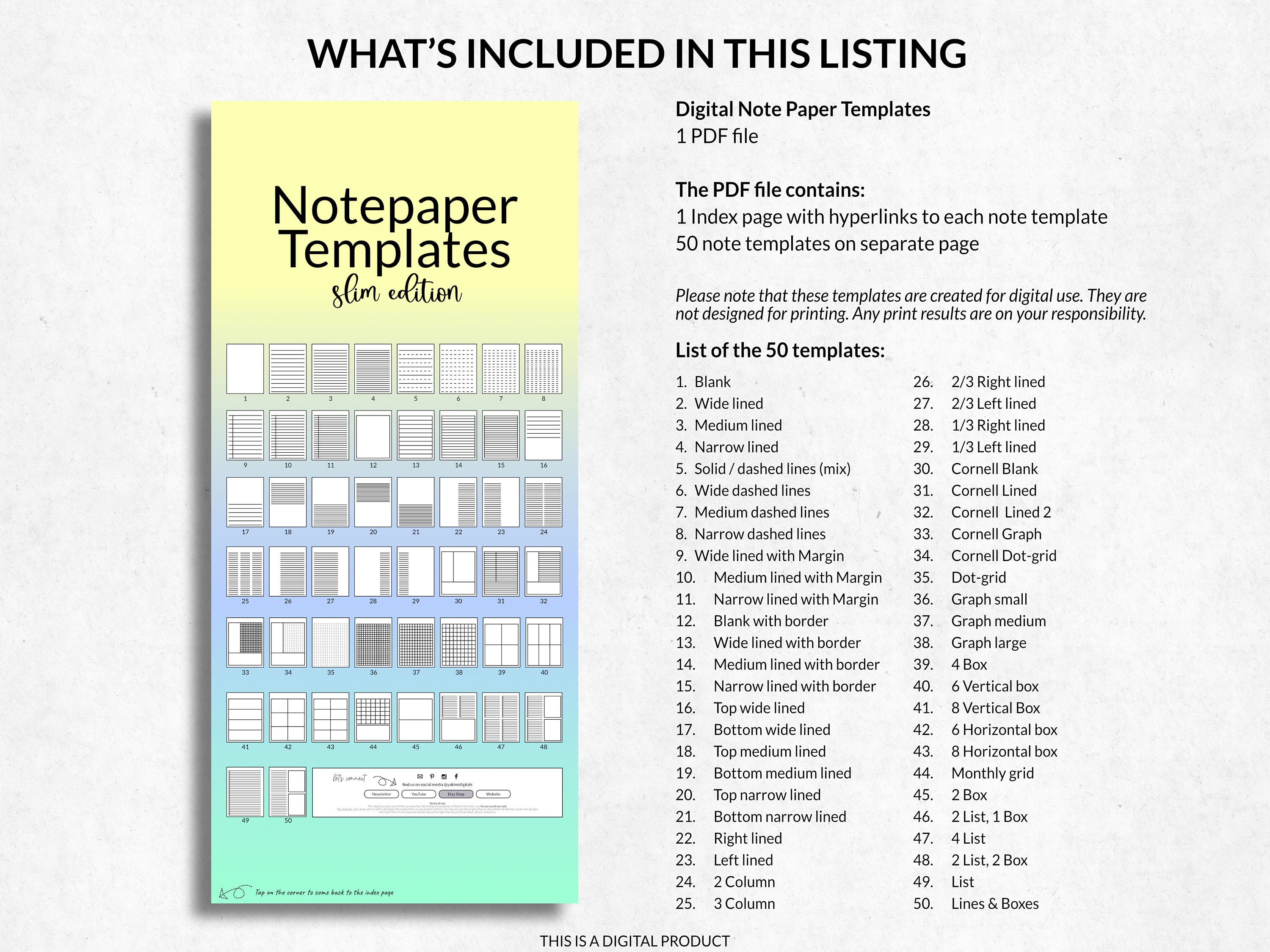Typex Paper Notes Digital Notepaper Templates, Mini Kit Gradient Digital Notebook Paper ...