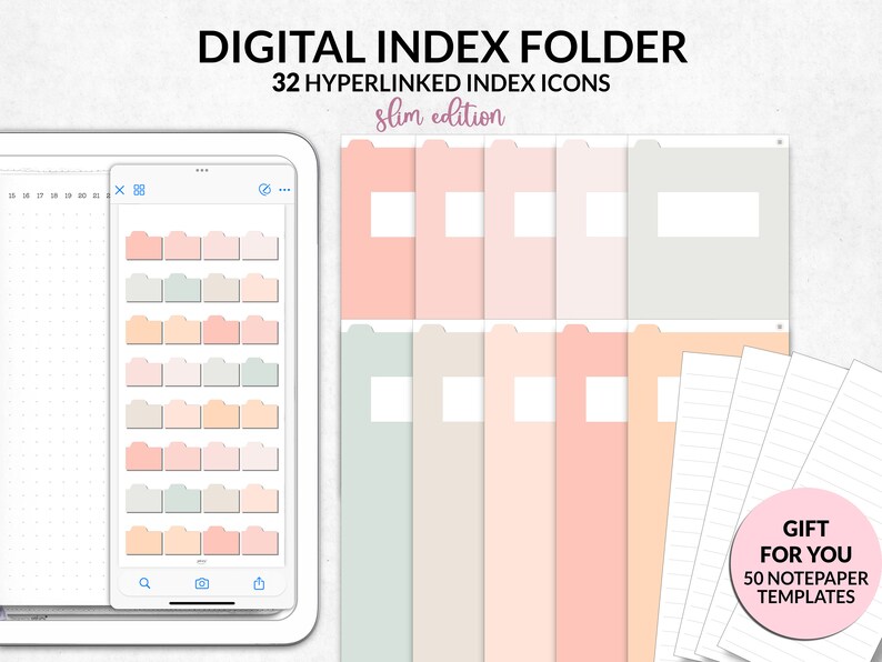 Indexed Notebook App Digital Index Organizer for iPad Digital Planner Notebook Note Sticker ...