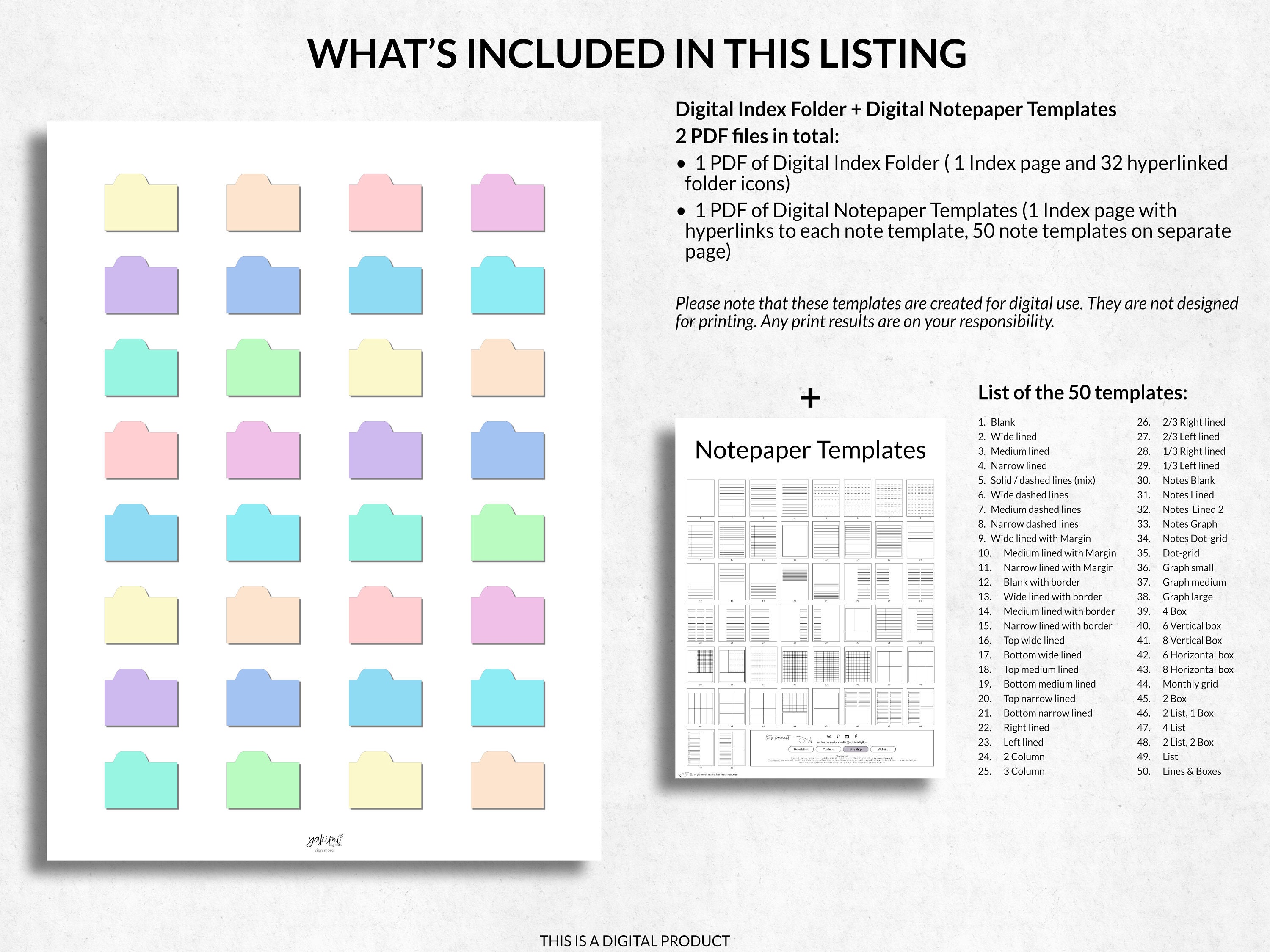 Digital Index Folder Organizer for Digital Notebook Templates and ...