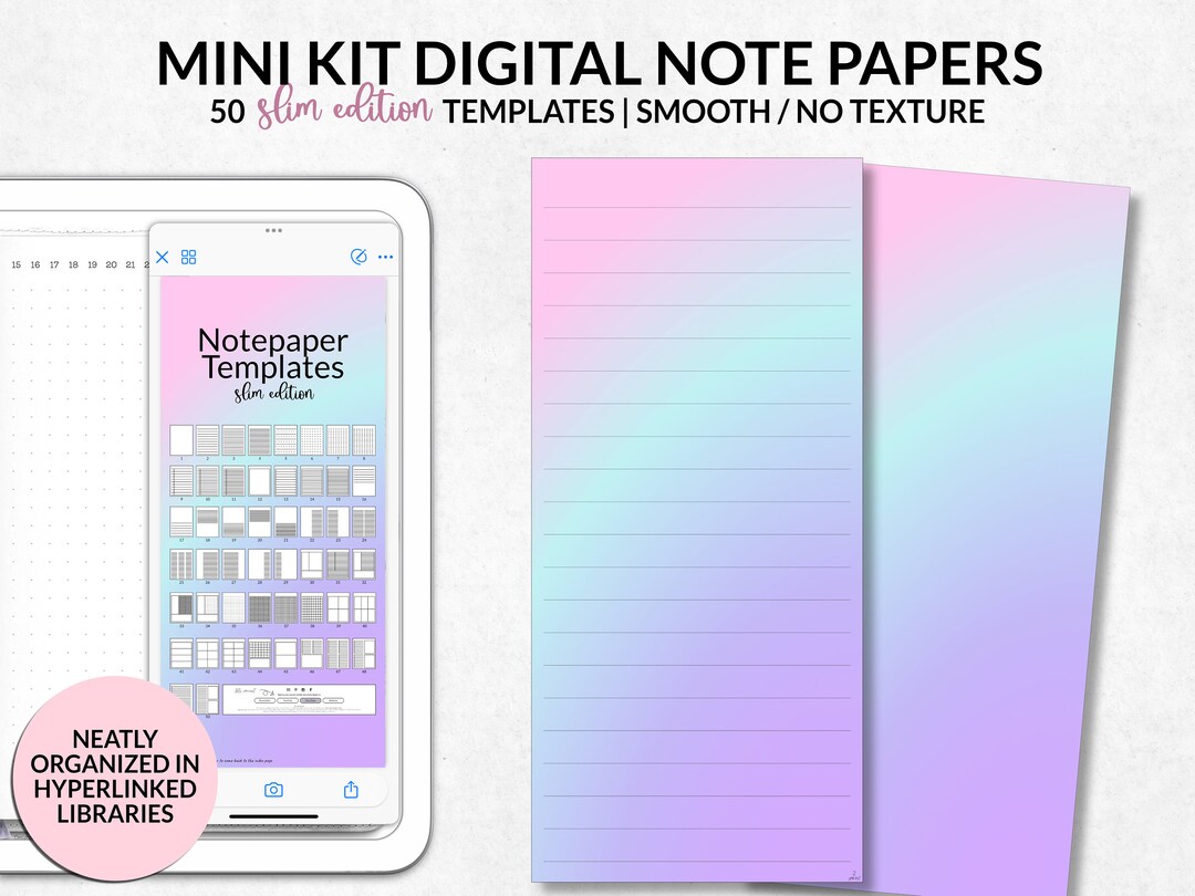 Digital Notepaper Templates, Mini Kit Gradient Digital Notebook Paper ...