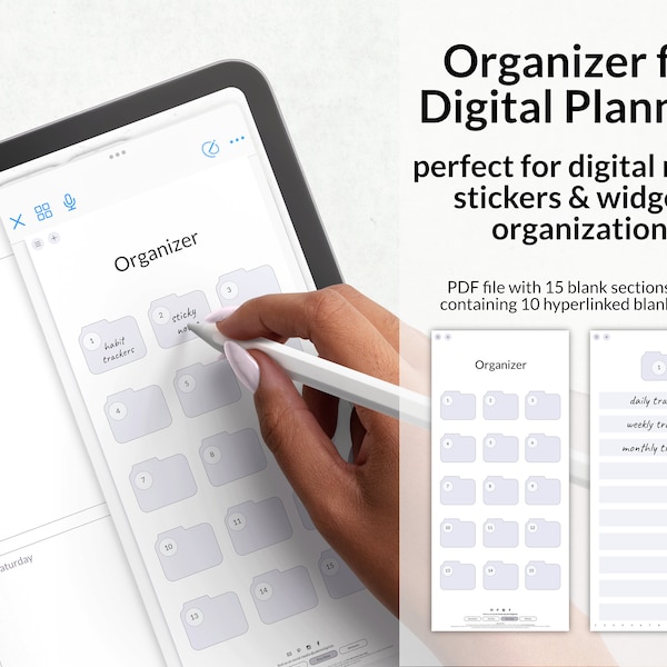 Split View Assistent für Digitale Planer Notizbücher und Journals, Sidekick Organizer für Sticker Widgets Notizen, für Goodnotes und Noteshelf