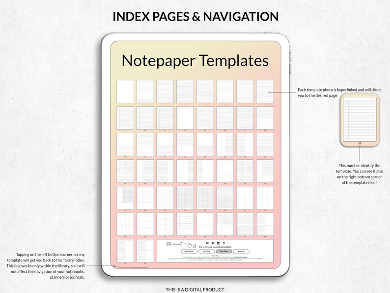 Paper Notes To Digital Digital Notepaper Templates, Gradient Digital Notebook Paper, Digital ...