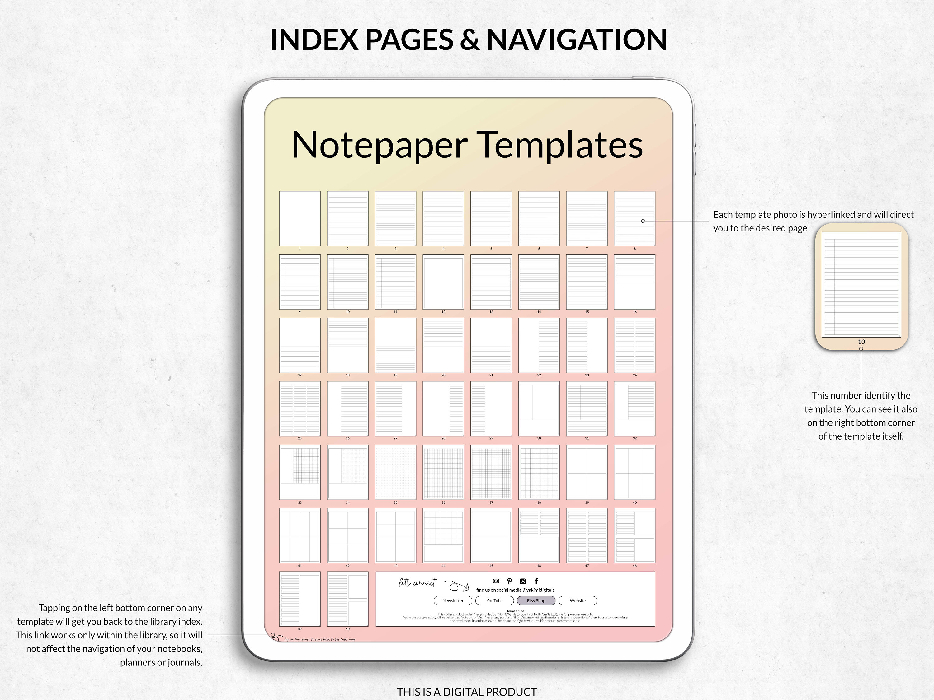 Digital Notepaper Templates, Gradient Digital Notebook Paper, Digital ...