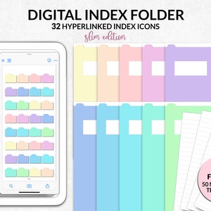 Organizador de carpetas de índice digital, organizador complementario para iPad, planificadores digitales, cuadernos, notas, pegatinas y diarios, Goodnotes y Noteshelf
