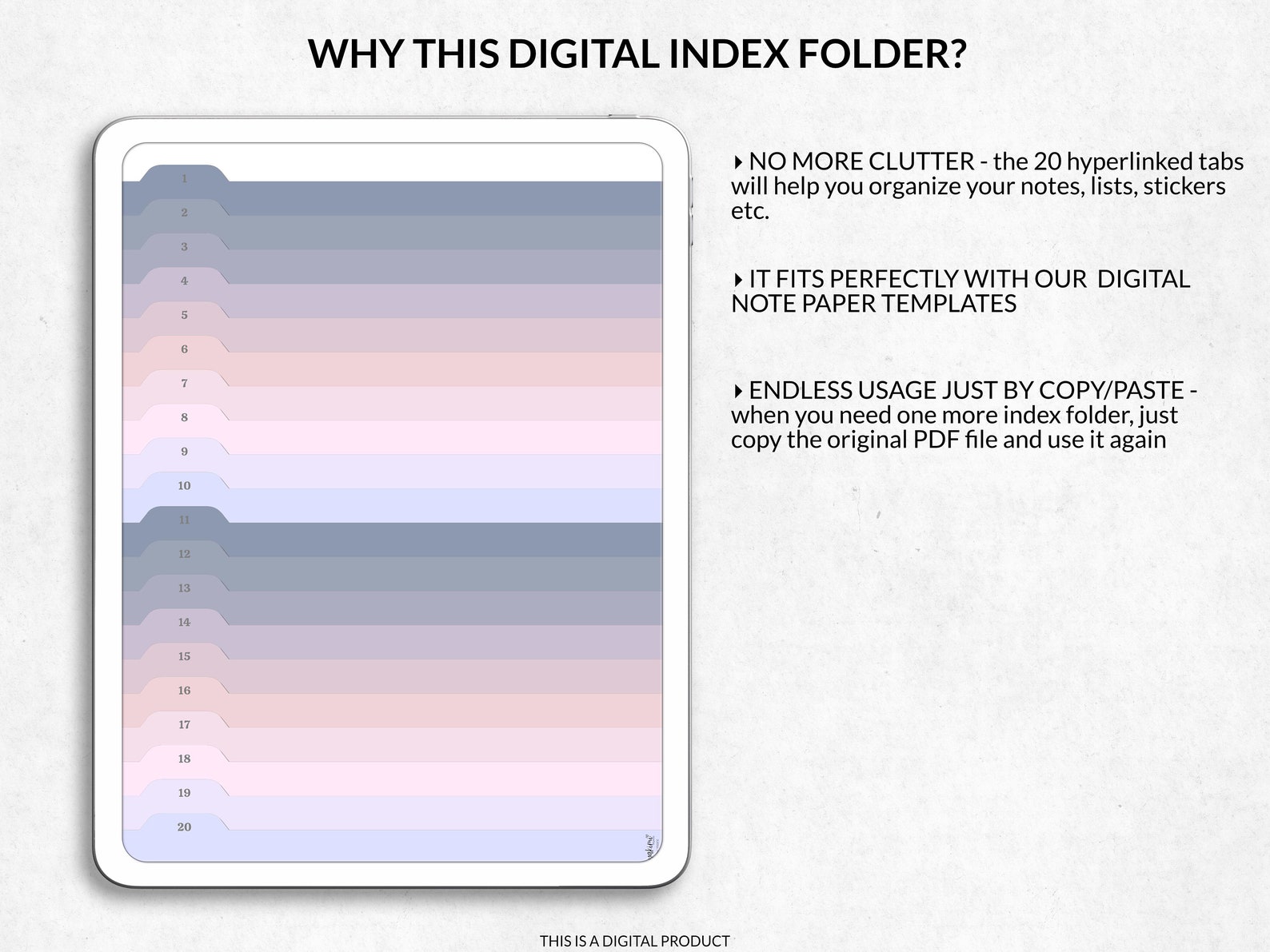 Digital Notes Organizer, Digital Index Folder for Digital Notebook ...