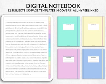 Caderno digital para iPad e Android, caderno digital retrato cobre Goodnotes Noteshelf Notability, caderno universitário digital arco-íris