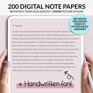 Digital Notepaper Templates with Handwritten Notes Taking Font, Digital Note Taking Templates, Digital Note Paper Template Note Page