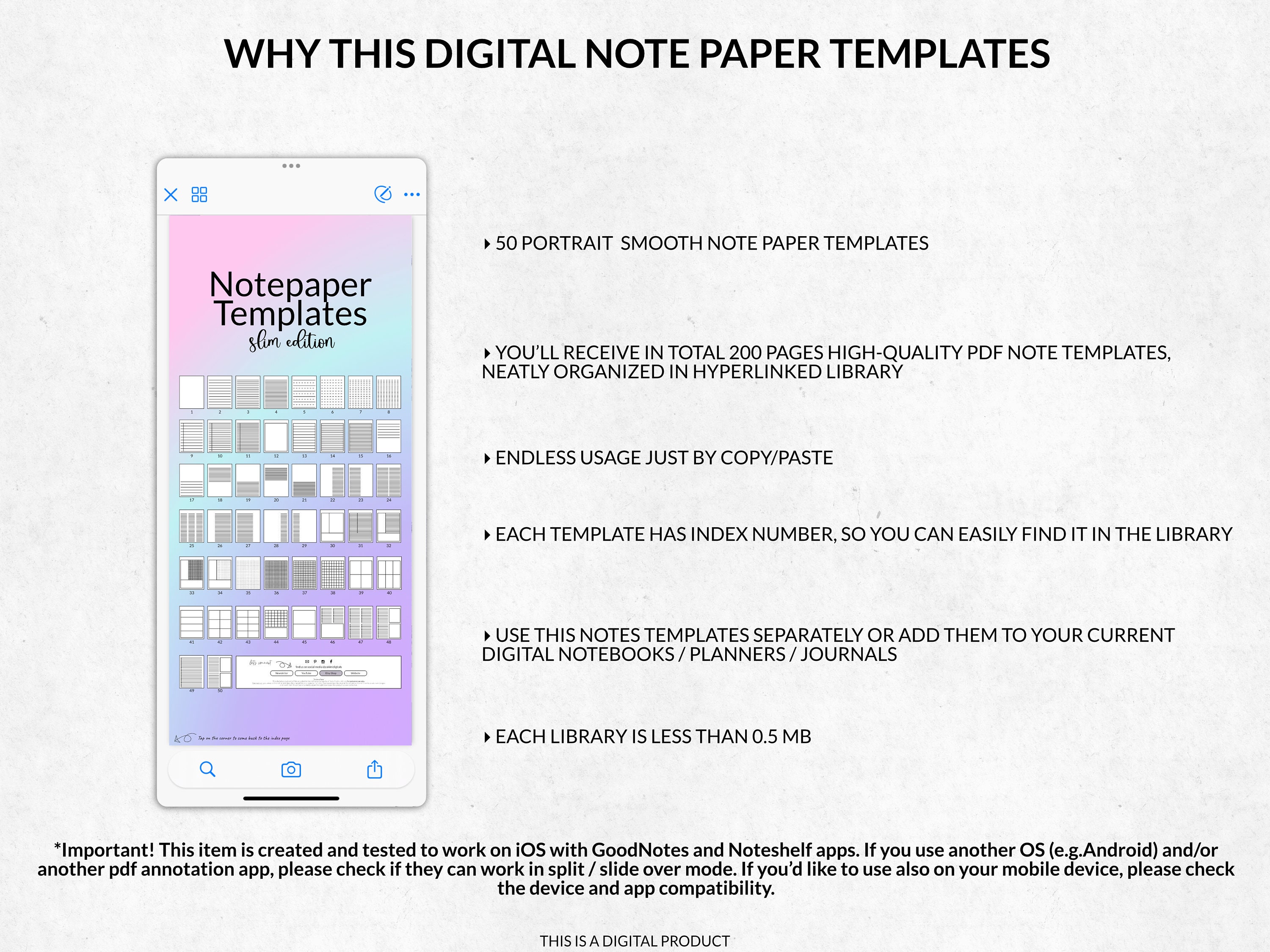 Side Kick Note Digital Notepaper Templates, Mini Kit Gradient Digital Notebook Paper ...