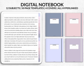 Digital Notebook with hyperlinked tabs, Portrait Digital Notebook Covers Goodnotes Noteshelf Notability, Digital College Notebook for school