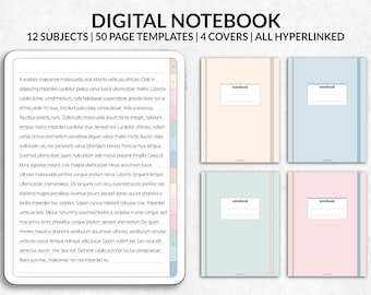 Caderno digital para iPad e Android, caderno digital retrato cobre Goodnotes Noteshelf Notability, pastéis de caderno universitário digital