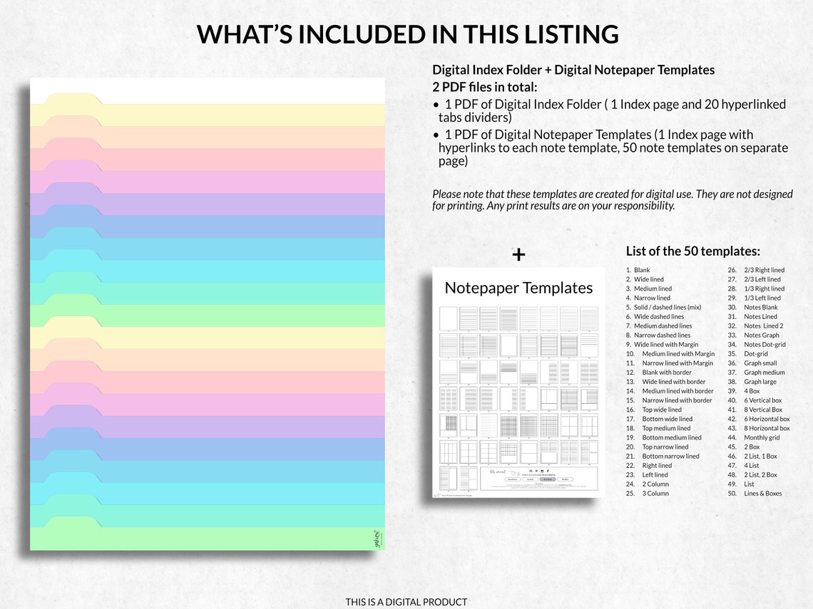 Indexed Notebook App Digital Index Folder Organizer for Digital Notebook Templates and ...