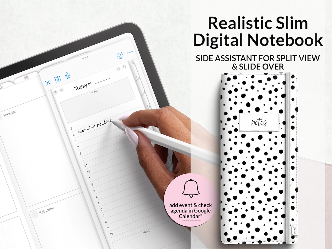 Realistic Digital Goodnotes Notebook With Tabs, Split View Digital ...