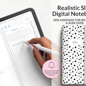 Cuaderno Goodnotes digital realista con pestañas, compañero del planificador digital de vista dividida, cuaderno digital Goodnotes Noteshelf