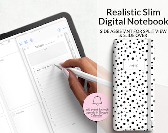 Cuaderno Goodnotes digital realista con pestañas, compañero del planificador digital de vista dividida, cuaderno digital Goodnotes Noteshelf