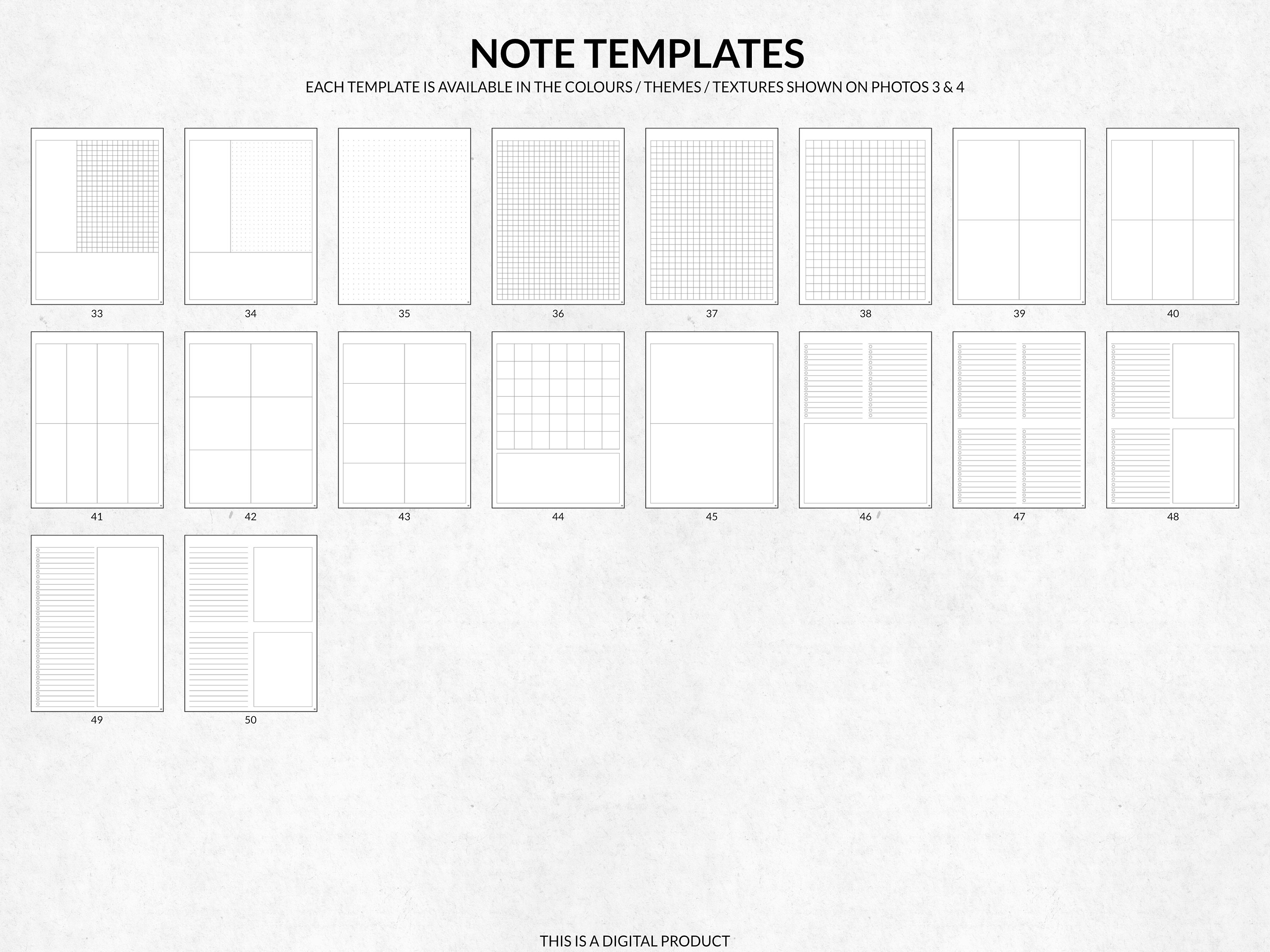 Digital Notepaper Templates, Paper Texture Digital Notebook Paper ...