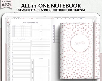 Digital Notebook, Digital Planner, All in One Digital Dotted Journal, Goodnotes Digital Notebook with Tab for iPad Digital Notes Landscape