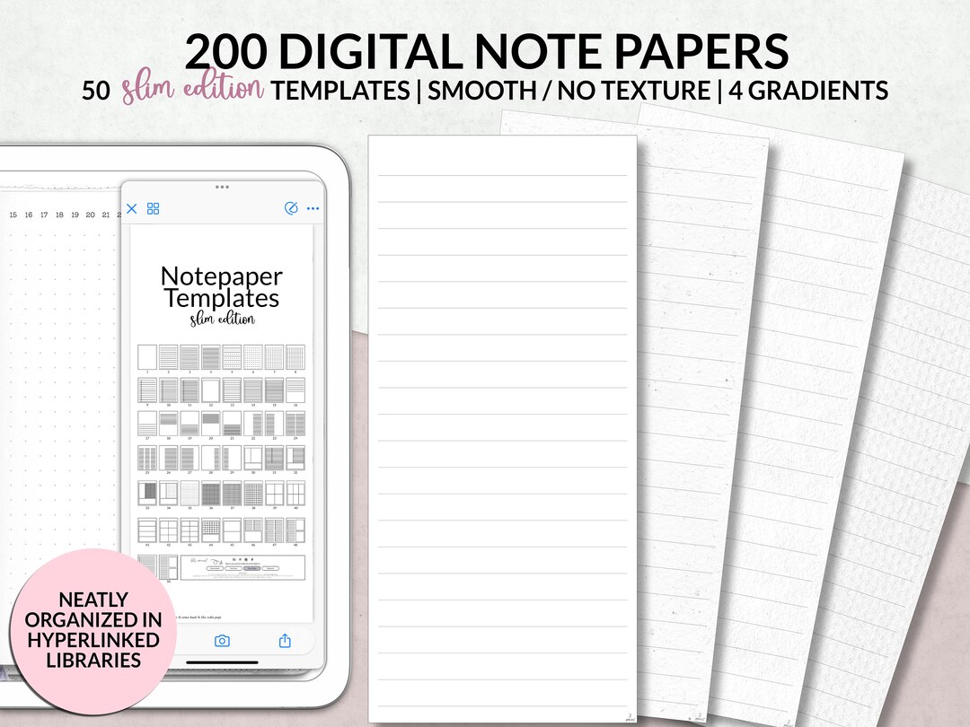 Digital Notepaper Templates, White Digital Notebook Paper, Digital Note ...