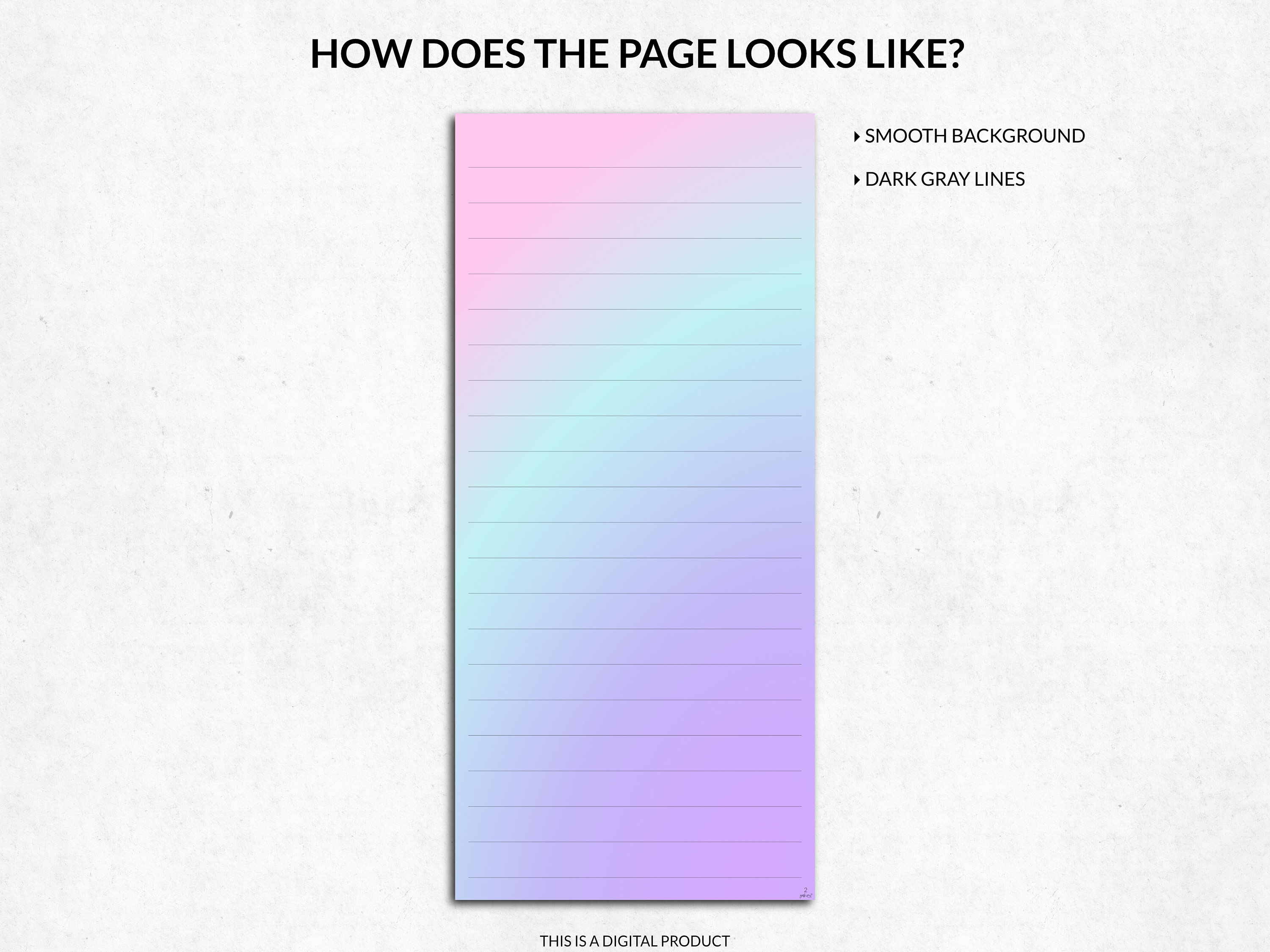 Side Kick Note Digital Notepaper Templates, Mini Kit Gradient Digital Notebook Paper ...