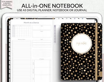 Digital Notebook, Digital Planner, All in One Digital Dot Journal, Goodnotes Digital Notebook with Tab for iPad Digital Notes Landscape