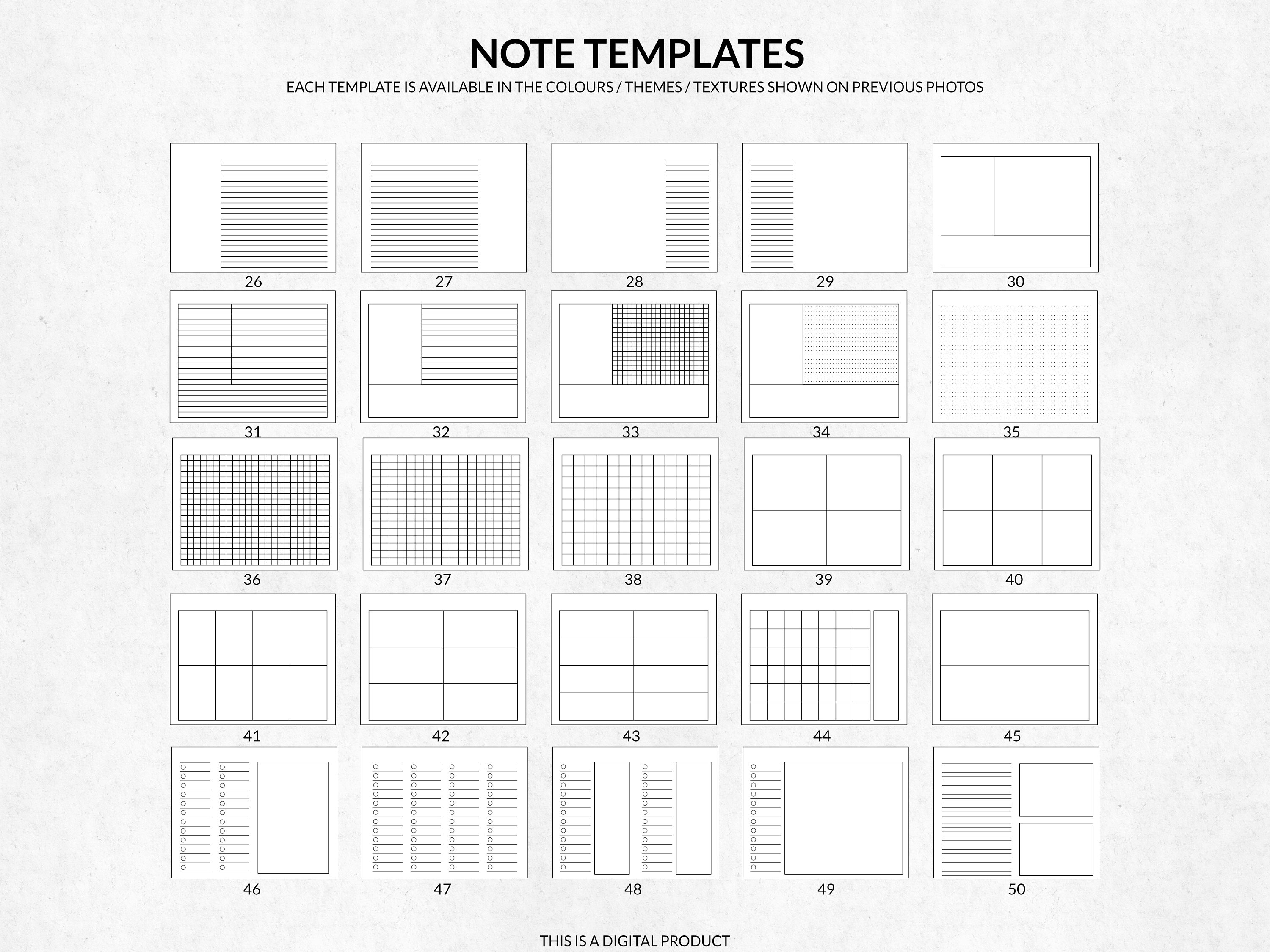 Digital Notes Paper, Landscape Digital Notebook Paper, Digital Note ...