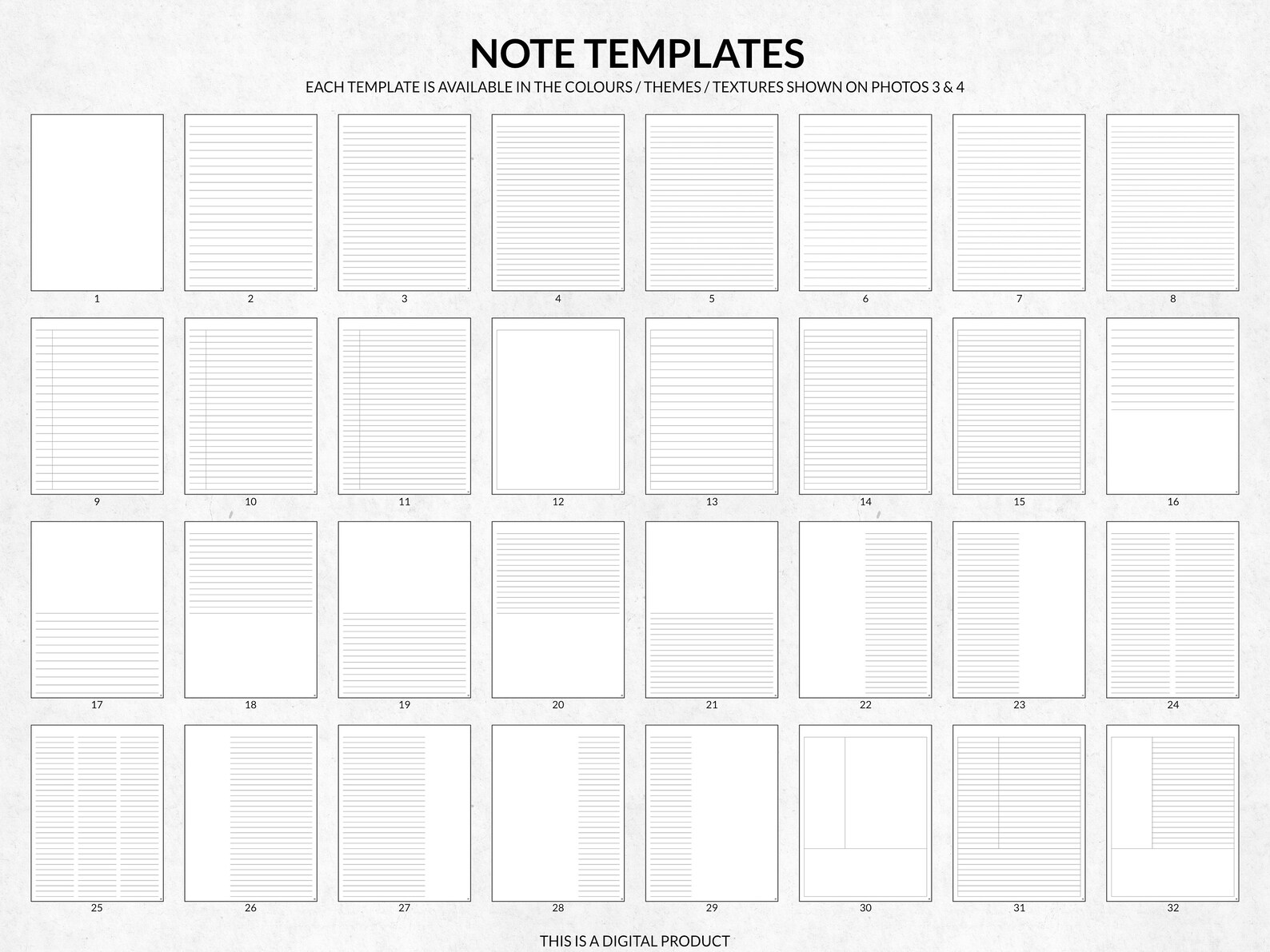 Notebook Paper Digital Paper Digital Notepaper Templates, Paper Texture Digital Notebook Paper ...