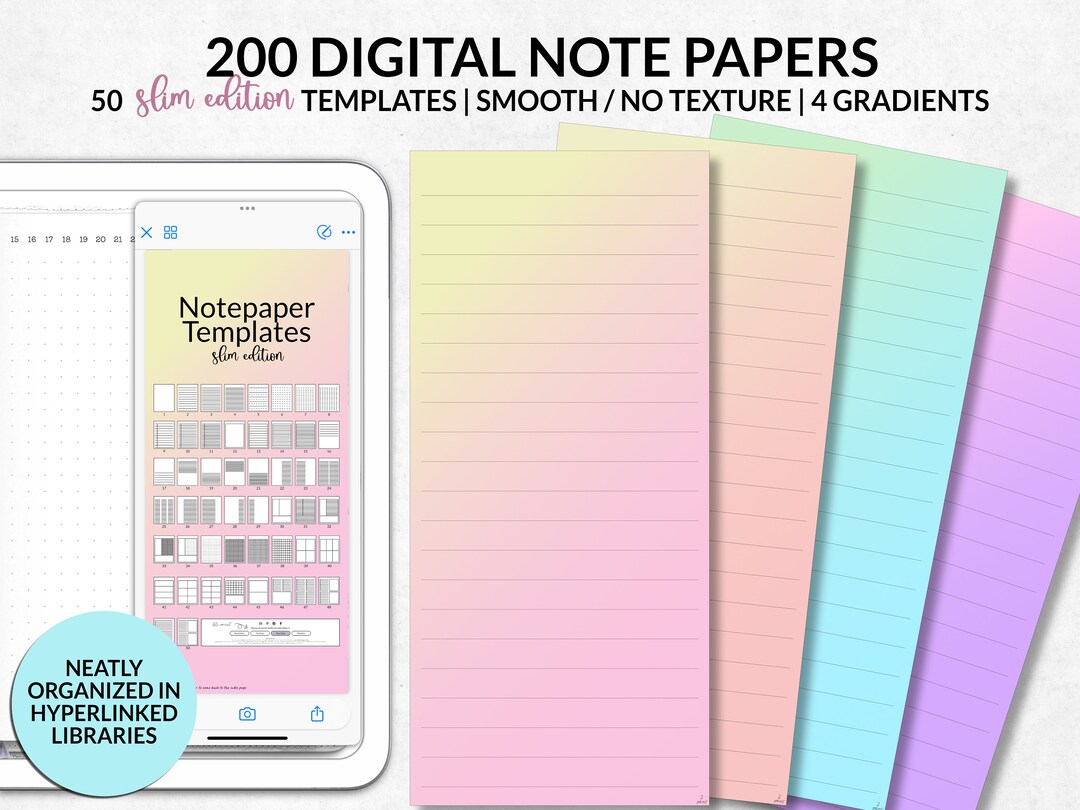 Notebook Paper Digital Paper Digital Notepaper Templates, Gradient Digital Notebook Paper, Digital ...