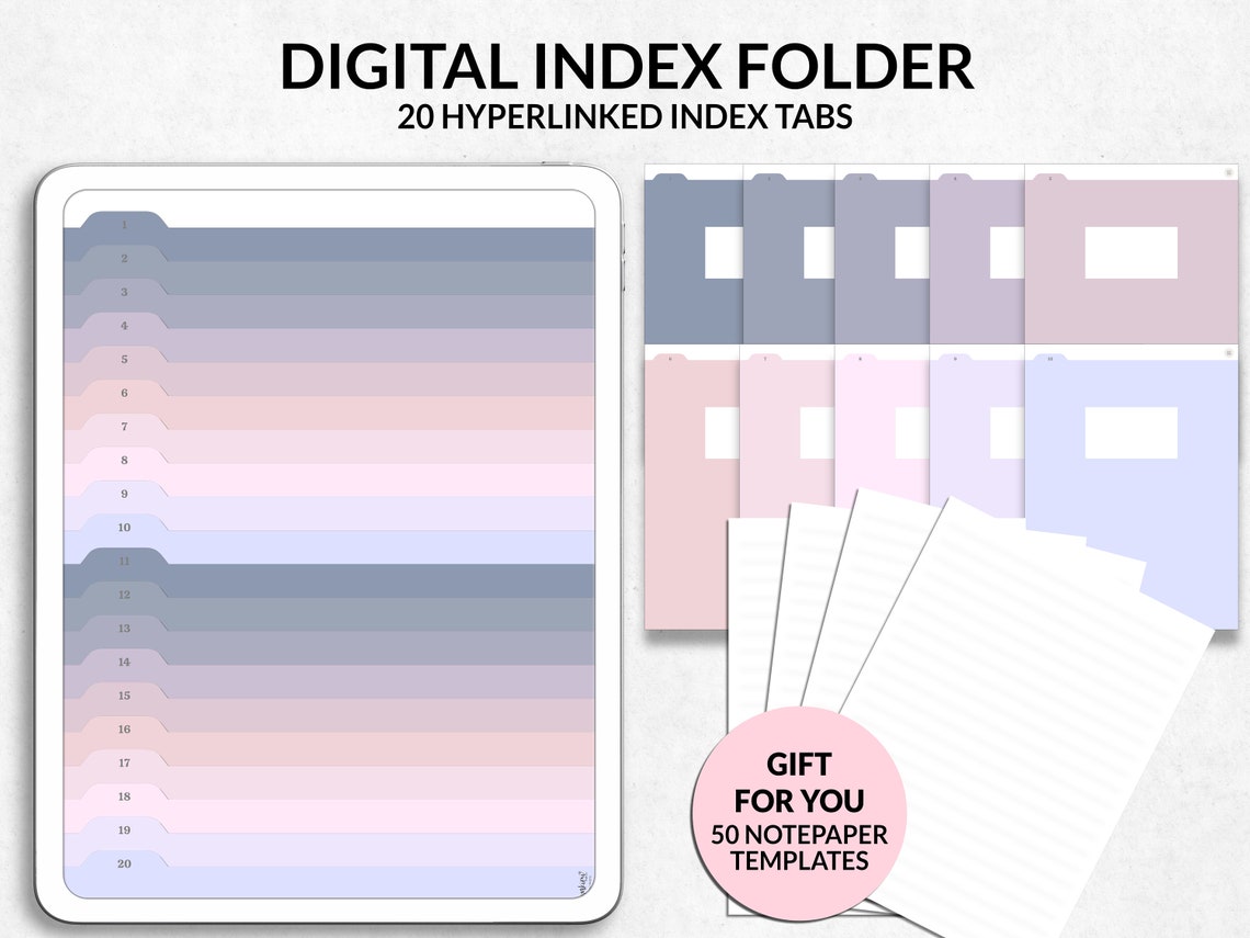 Digital Notes Organizer, Digital Index Folder for Digital Notebook ...
