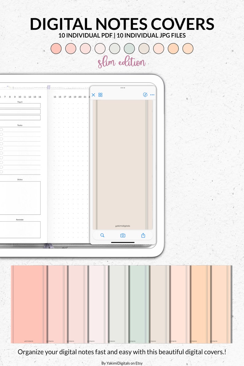 Side Kick Note Digital Notebook Covers for Split Screen, Goodnotes Noteshelf Notes ...