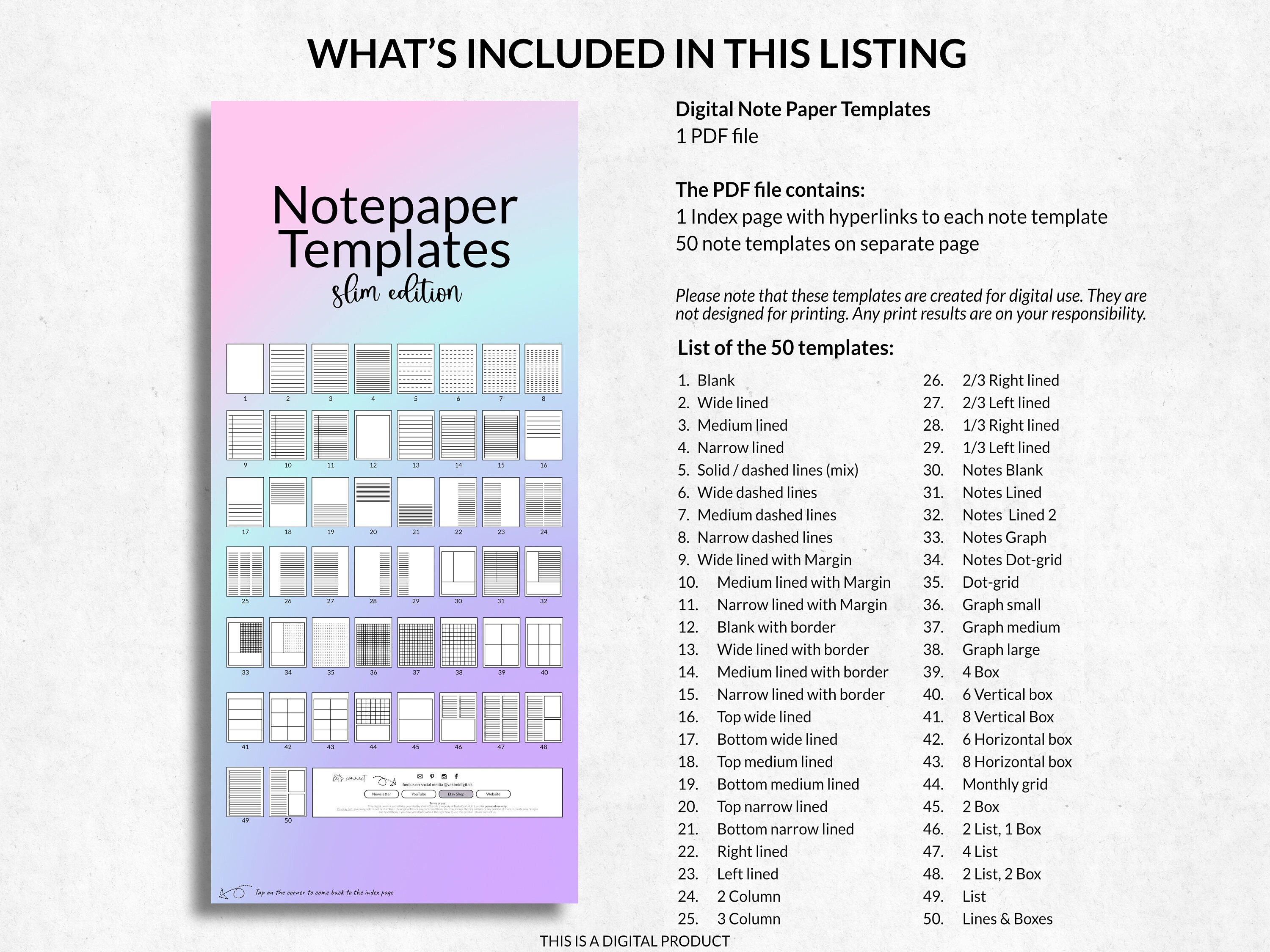 Digital Notepaper Templates, Mini Kit Gradient Digital Notebook Paper ...