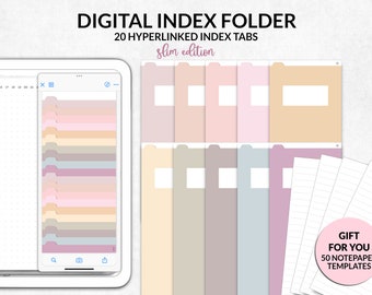 Digital Index Folder Organizer, Split View Organizer for iPad Digital Planners Notebooks Notes Stickers and Journal, Goodnotes and Noteshelf