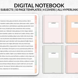 Digital Notebook for iPad and Android, Portrait Digital Notebook Covers Goodnotes Noteshelf Notability, Digital College Notebook Boho