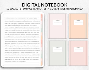 Portrait Digital Notebook, 12 Subject, Boho Covers (PDF)