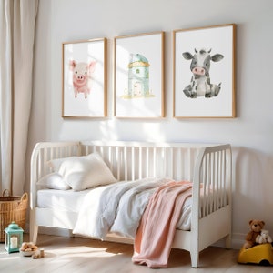 Juego de carteles de animales de granja A4, cuadros de pared para habitación de los niños, cuadro para habitación de los niños, póster para habitación de los niños, juego de carteles, habitación del bebé, cuadros de granja