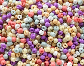 Mix seed beads Ø 4 mm * 50g * glass beads * 6/0 * pearl mix (7.98EUR/100g), craft mix, pastel