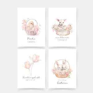 Oster Karten einzeln oder im Set A6, Aquarell, Strukturpapier, Kartenset Ostern, Umschläge, Osternest, Ostergruß, Postkarte, Osterkarten