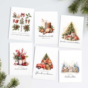 Weihnachtskarten Set A6, Aquarell, Strukturpapier, Kartenset Weihnachten, Umschläge, Weihnachten, Weihnachtspost, Postkarte