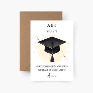 Carte Abi personnalisable avec nom et année, remise de diplôme, certificat de fin d'études, examen, cadeau, carte de félicitations, cadeau de remise de diplôme, fête de remise de diplôme