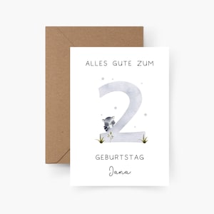 Geburtstagskarte zum 2. Geburtstag personalisiert mit Namen A6, Happy Birthday, Geburtstagskarte Kind, Kindergeburtstag