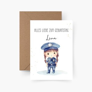 Birthday card policewoman personalized with name A6, birthday card child, Happy Birthday, children's birthday, birthday card child
