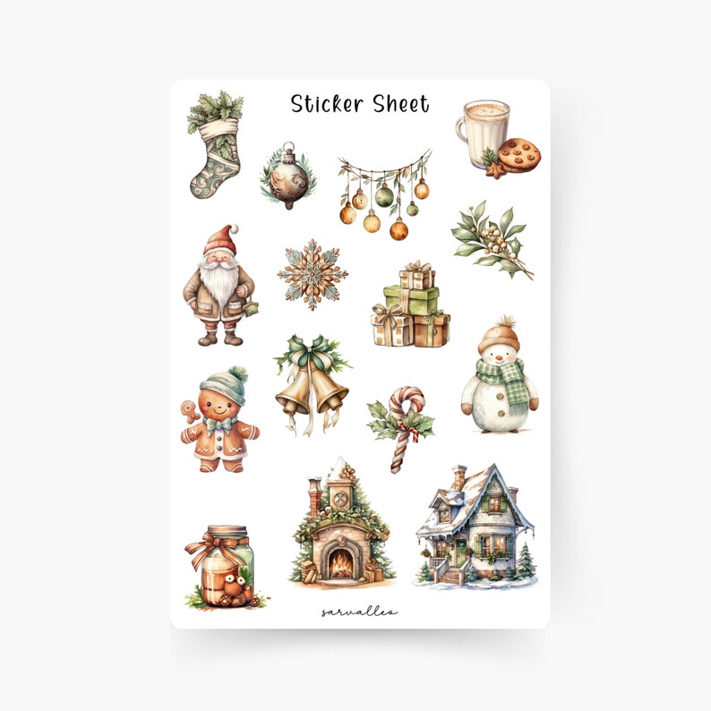 Classic Christmas Time Sticker Sheet, Christmas, Christmassy, Cookies ...