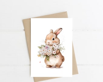 Easter bunny Easter card, watercolor, textured paper, Easter card set, envelopes, Easter nest, Easter greeting, postcard, Easter cards, Easter card