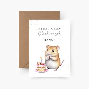 Geburtstagskarte Hamster personalisiert mit Namen A6, Geburtstagskarte Kind, Happy Birthday, Kindergeburtstag, Geburtstagskarte Kind