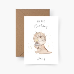 Verjaardagskaart Dino gepersonaliseerd met naam A6, verjaardagskaart, Gefeliciteerd, kinderverjaardag, felicitatiekaart, wenskaart